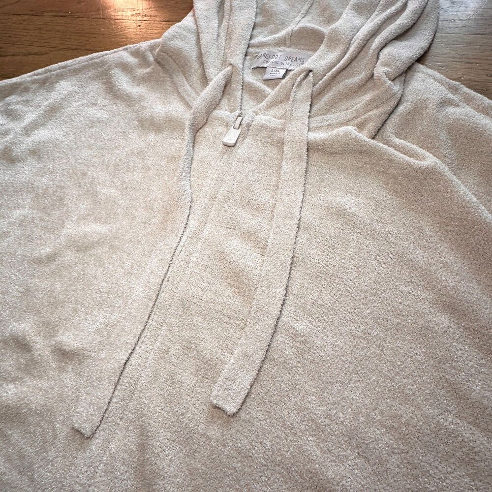 Barefoot Dreams Cozychic Ultra Lite Short Sleeve Zip Up‎ Hoodie Almond Size L/XL - Picture 3 of 8